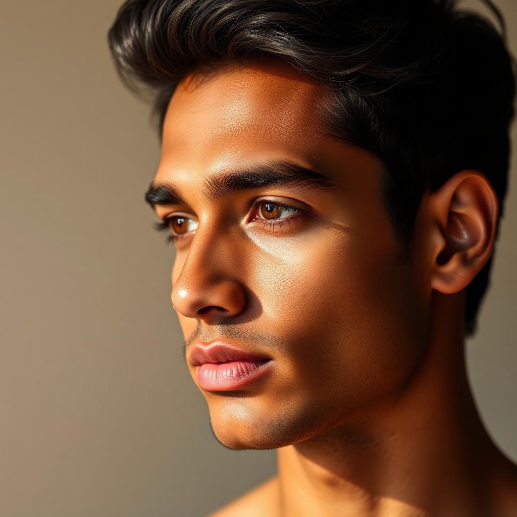 Young man with healthy, clear dusky skin